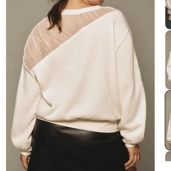 Maeve Anthropologie Long-Sleeve Off-The-Shoulder Sheer Top - Picture 7 of 16